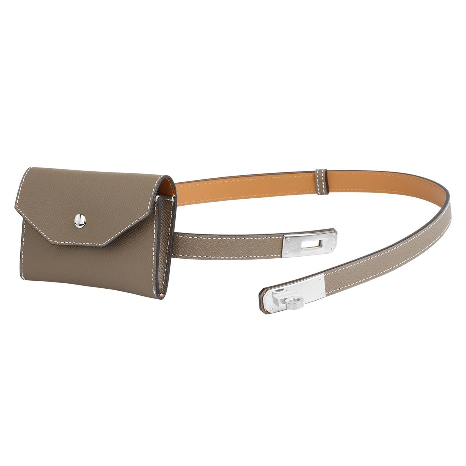 9184 Box Calfskin Leather Double Needle Saddle Belt With A Headphone Case